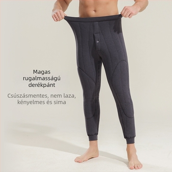 Férfi melegítő nadrág térdvédőkkel, fleece-béléssel, háromrétegű, extra vastag poliészter