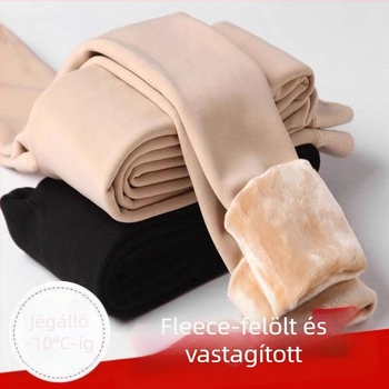 Testszínű fleece-béléssel ellátott vastag téli harisnya, egyben hordható, meleg és karcsúsító hatású
