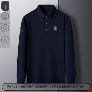 Üzleti polo hímzéssel - hosszú ujjú, lazább fazon, pamut