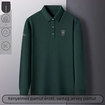 Üzleti polo hímzéssel - hosszú ujjú, lazább fazon, pamut