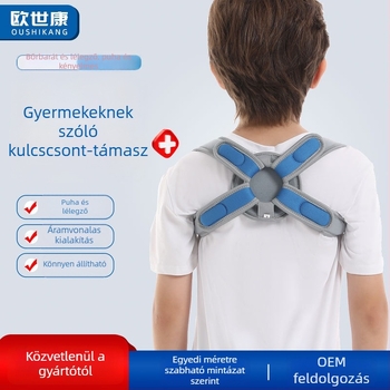Gyermekeknek való kulcscsont-rögzítő öv hát-támogatással, lapocka védelemmel, modell B502-9, lélegző anyag