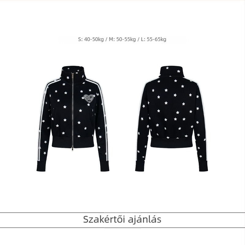 Pamut külső ruha Slim-Fit, álló gallér, elöl cipzár, nyomott mintázat