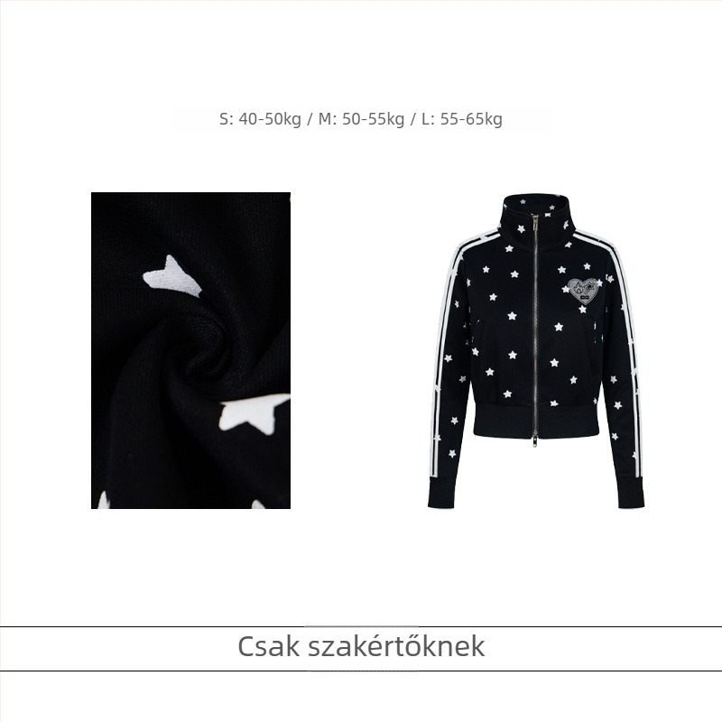 Pamut külső ruha Slim-Fit, álló gallér, elöl cipzár, nyomott mintázat