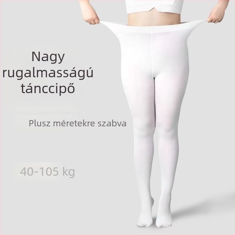 Női balett-táncos harisnyanadrág, plusz méret, fehér, tavasz-ősz, magas derék