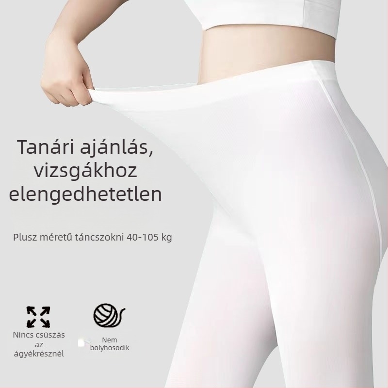 Női balett-táncos harisnyanadrág, plusz méret, fehér, tavasz-ősz, magas derék