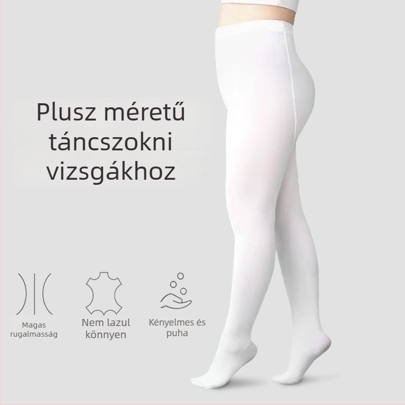 Női balett-táncos harisnyanadrág, plusz méret, fehér, tavasz-ősz, magas derék