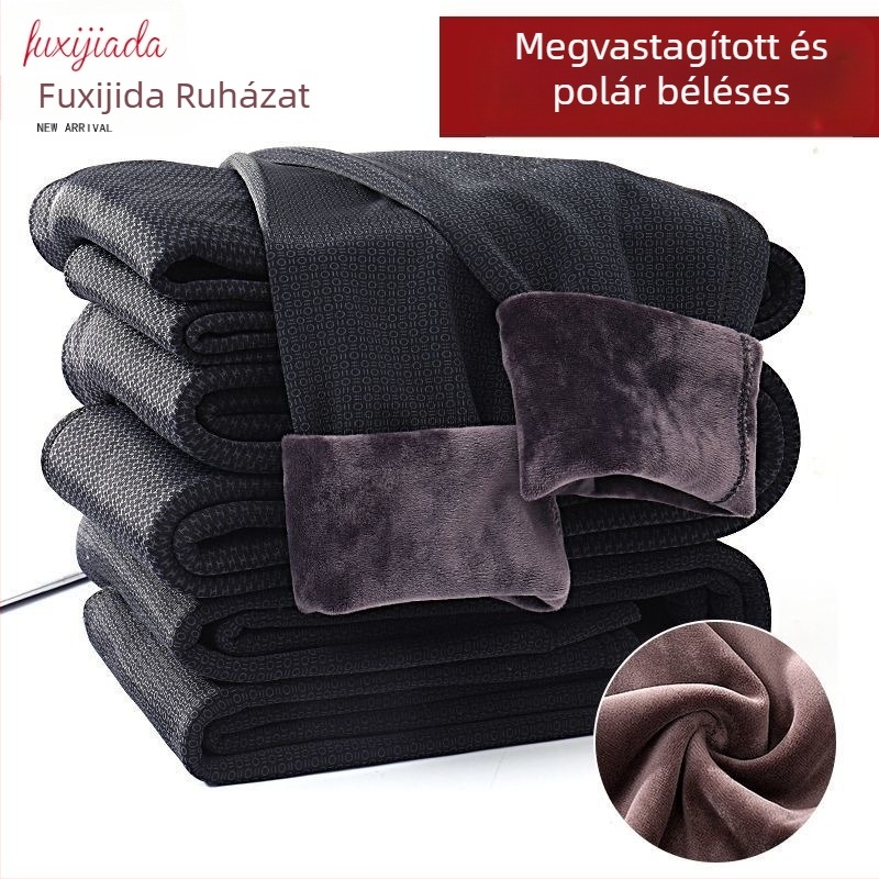 Téli férfi termo nadrágok, magas elasztikus derekú, belső fleece bélés, vastag anyag, deréktámasz
