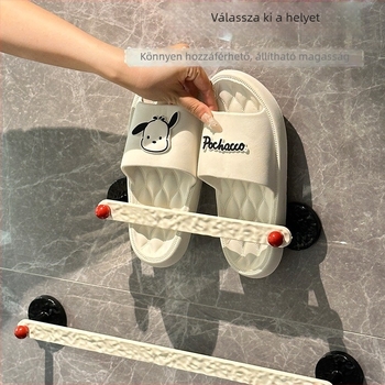 Fürdőszobai papucs- és cipőtartó, falra szerelhető, fúrás nélkül, vízelvezetéssel, 1 polc, sütőben kezelt felület, modell 985