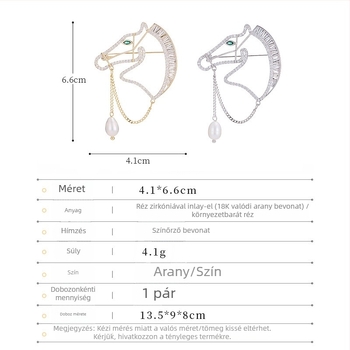 Liyu Jewelry Állat alakú brooch - réz cirkón beépítéssel, uniszex, könnyed luxus stílus, ló zodiákus design