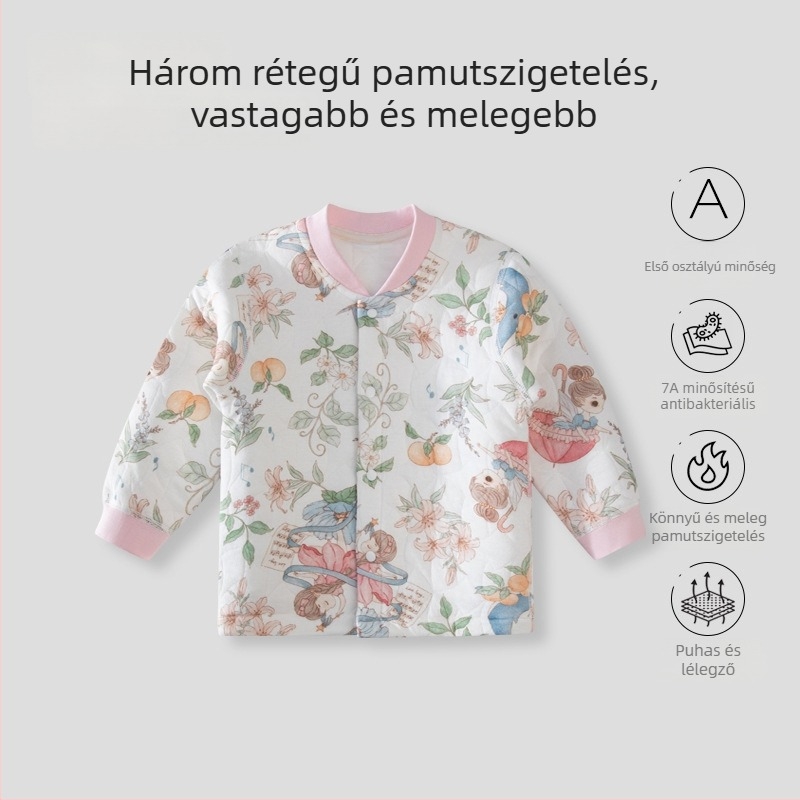 Csecsemő pamut kardigán tavasz–ősz, uniszex, 100% pamut, kapucni nélküli, könnyű