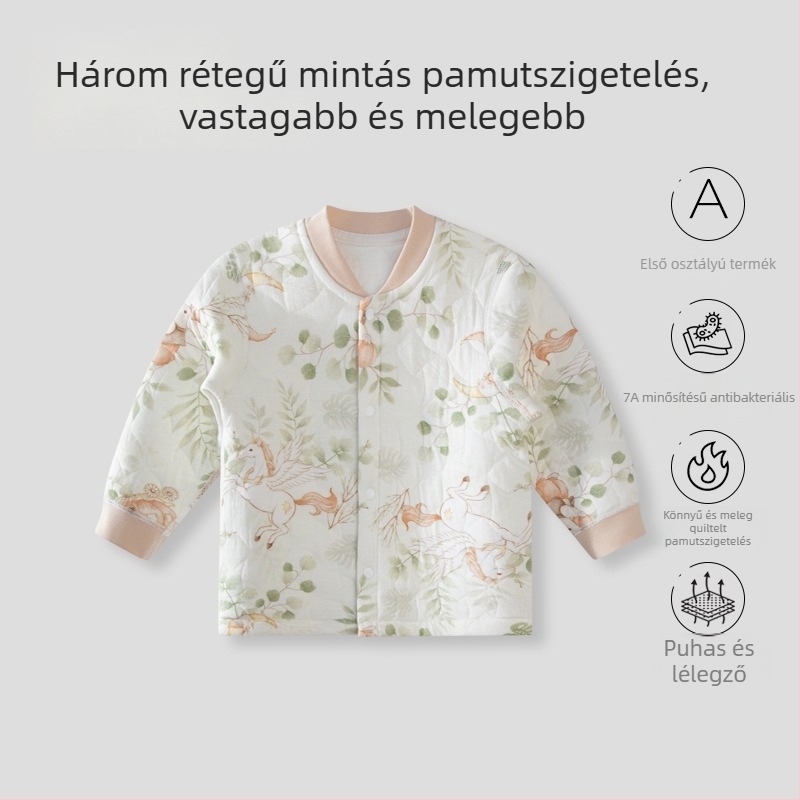 Csecsemő pamut kardigán tavasz–ősz, uniszex, 100% pamut, kapucni nélküli, könnyű