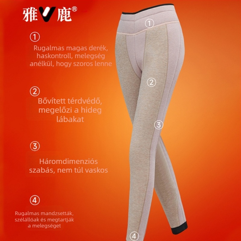 Uniszex gyapjú termNadrág, 100% gyapjú, extrán vastag 501–600 g/m2, magas derekú, melegen tartja
