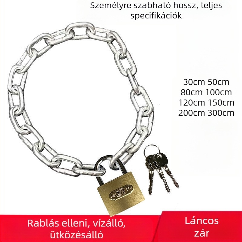 Vasból készült lánczár kerékpárokhoz és motorkerékpárokhoz