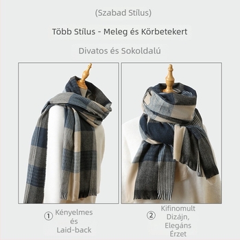 Női poliészter sál warp-knitted technikával – 71–80% poliészter, téli időszakra, melegen tart, hosszú, sokoldalú, elegáns stílus