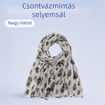 Koponya mintás könnyű voile sál, sima szövés, gyors száradás, napsugárzás elleni védelem, porvédő, nyárra