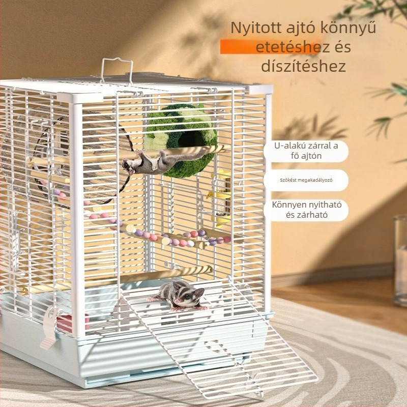 Fém ketrec kis rágcsálóknak – téglalap alakú, szellőző és szórakoztató, hamster részére, beltéri használat