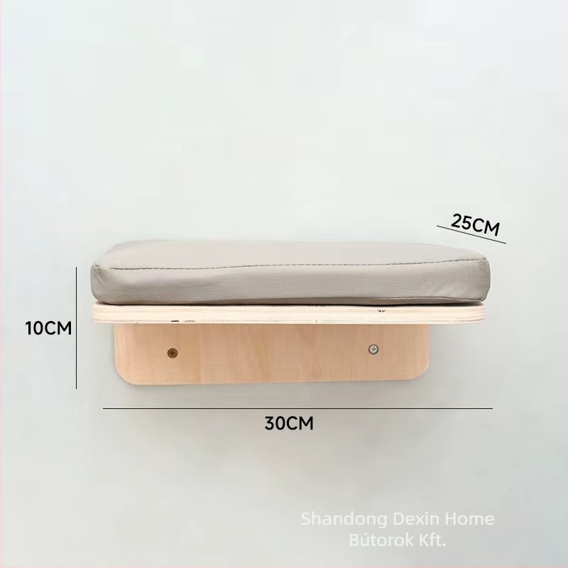 Aventurine falra szerelt fa macskás mászókészlet, ugróplatformával, mászó oszloppal, helytakarékos kialakítással, beépített fekhely és karmakeret