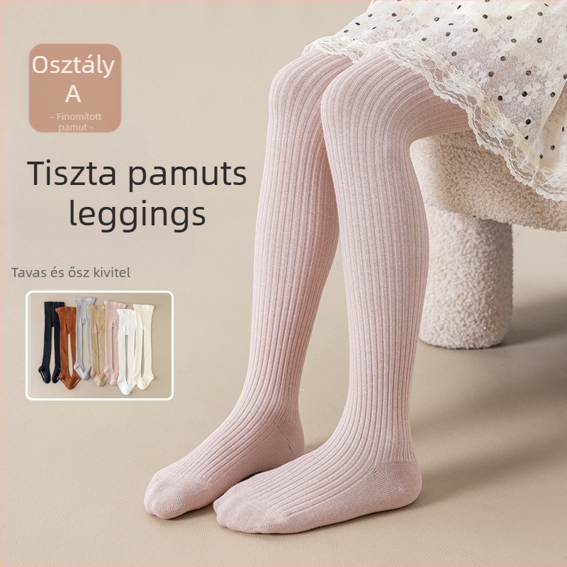 Lányok számára vékony pamut leggings tavasz–ősz, lélegző, 95% pamut, teljes hosszúságú, Osztály A