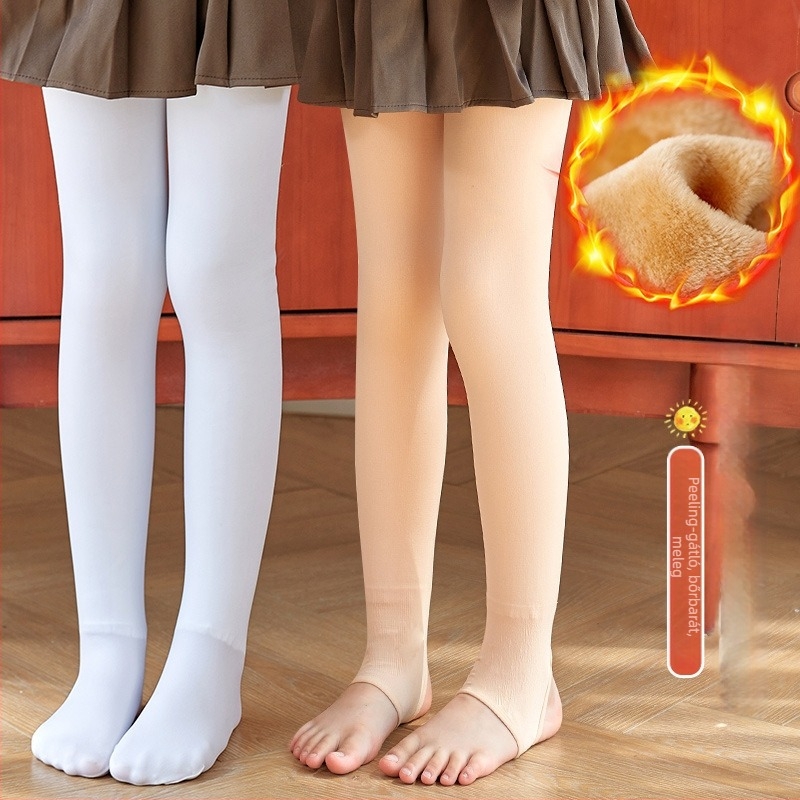 Gyerekeknek szánt téli fleece-betétes vastag melegítő leggings