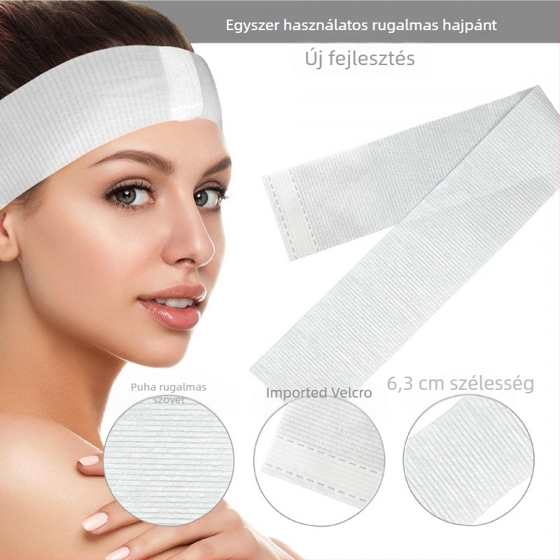 Egyszer használatos elasztikus hajgumi Velcro-ral, nem szőtt anyagból, nem kell mosni, gyerekeknek, kockás mintázat, turbán stílus