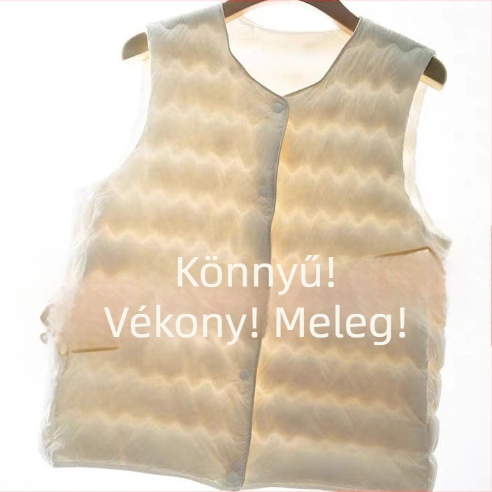 Női rövid tollas mellény, meleg külső ruházat őszre-télre