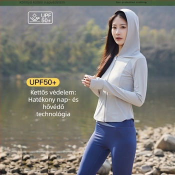Női kapucnis szélvédő kabát, slim-fit, UPF50+ UV védelem, könnyű, lélegző nylon anyag