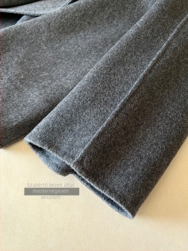 Női gyapjúkabát sálgallérral, patchwork dizájn, laza szabás, közép-hosszú