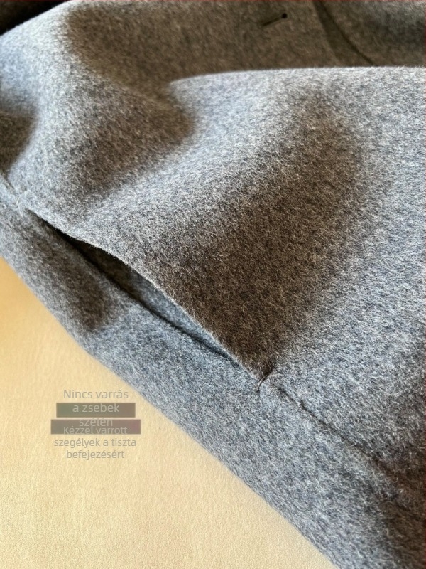 Női gyapjúkabát sálgallérral, patchwork dizájn, laza szabás, közép-hosszú