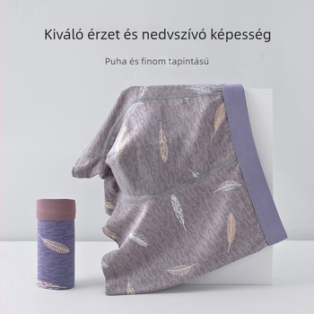 Pamut férfi alsónadrág, plusz méret, varrat nélküli, magas derekú, virágos mintával, lélegző