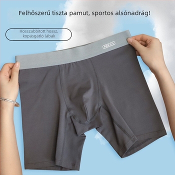 11 cm-rel hosszabbított, pluszméretű férfi sportalsó, fésült pamutból, lélegző, varrás nélküli boxer brief, anti-dörzsölés