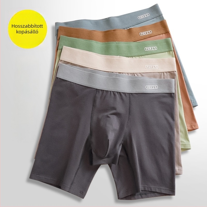 11 cm-rel hosszabbított, pluszméretű férfi sportalsó, fésült pamutból, lélegző, varrás nélküli boxer brief, anti-dörzsölés