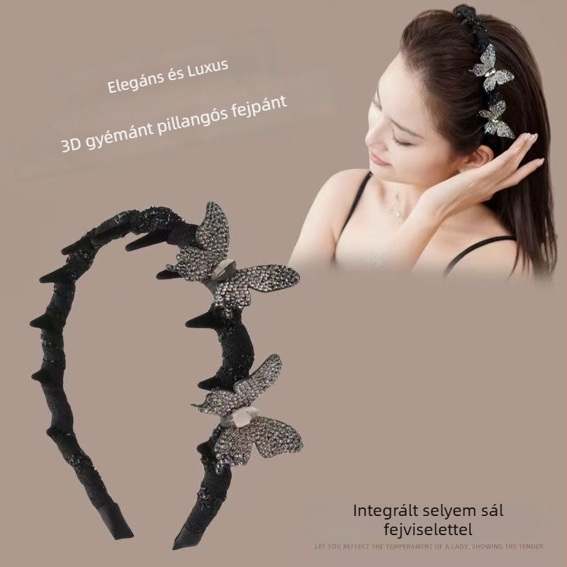 3D pillangó rhinestone hajpánt, Mingfeng Jewelry, kézzel készített, Koreai stílus, nőknek
