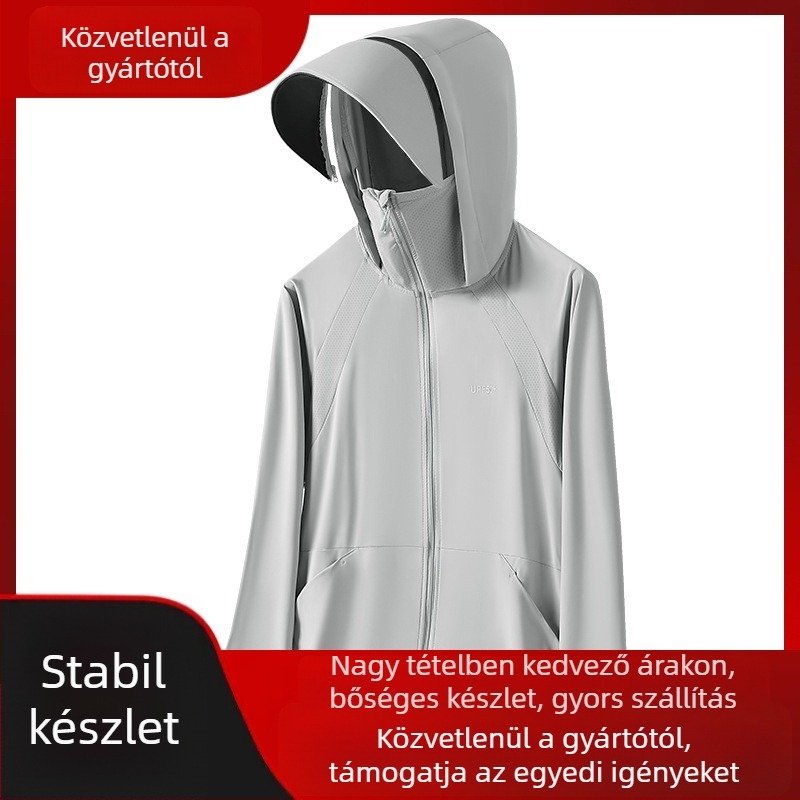 Női UPF50+ nyári, lélegző kapucnis nejlon szélkabát UV-védelemmel