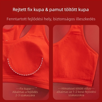 12–15 éves lányoknak szóló 100% pamut alsónemű-készlet — lélegző és kényelmes; teljes kosár vékony formázott kosárkákkal; vas nélküli; állítható dupla vállpánt