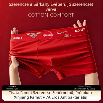 Férfi pamut boxeralsó, lélegző, antibakteriális, középmagasságú derékvonal, 95-100% pamut