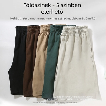 Linmoxuan férfi pamut rövidnadrág, 320 g, félhosszú, laza szabás