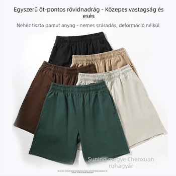 Linmoxuan férfi pamut rövidnadrág, 320 g, félhosszú, laza szabás