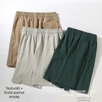 Linmoxuan férfi pamut rövidnadrág, 320 g, félhosszú, laza szabás
