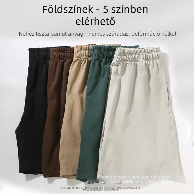 Linmoxuan férfi pamut rövidnadrág, 320 g, félhosszú, laza szabás