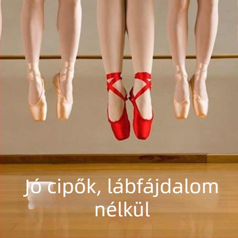 Balettcipő hegyes orral, fűzős, Lycra felsőrész, valódi bőr talp