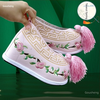 Férfi Huangmei opera tánccipő, hímzett twill szövet