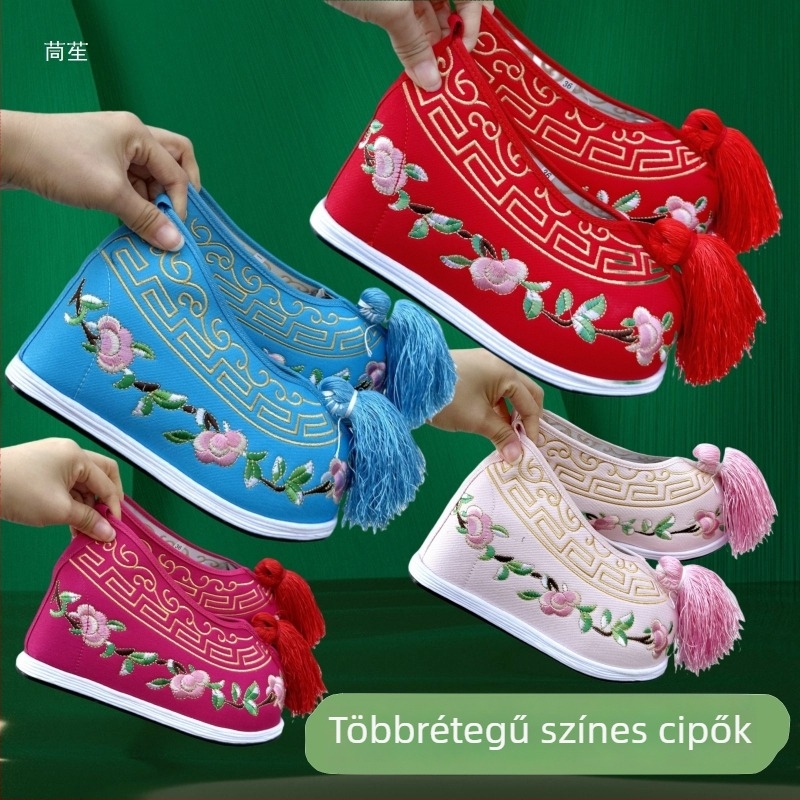 Férfi Huangmei opera tánccipő, hímzett twill szövet