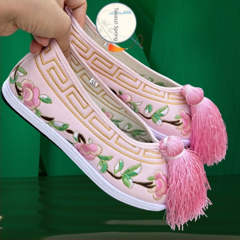 Férfi Huangmei opera tánccipő, hímzett twill szövet