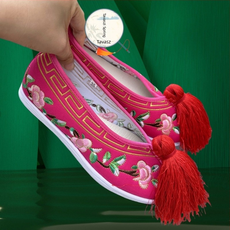 Férfi Huangmei opera tánccipő, hímzett twill szövet