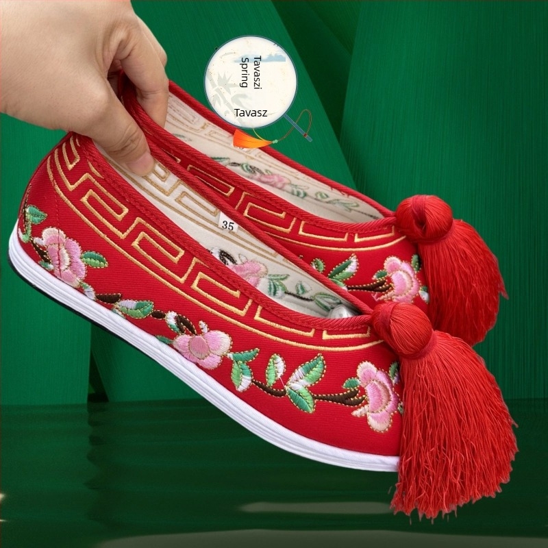 Férfi Huangmei opera tánccipő, hímzett twill szövet