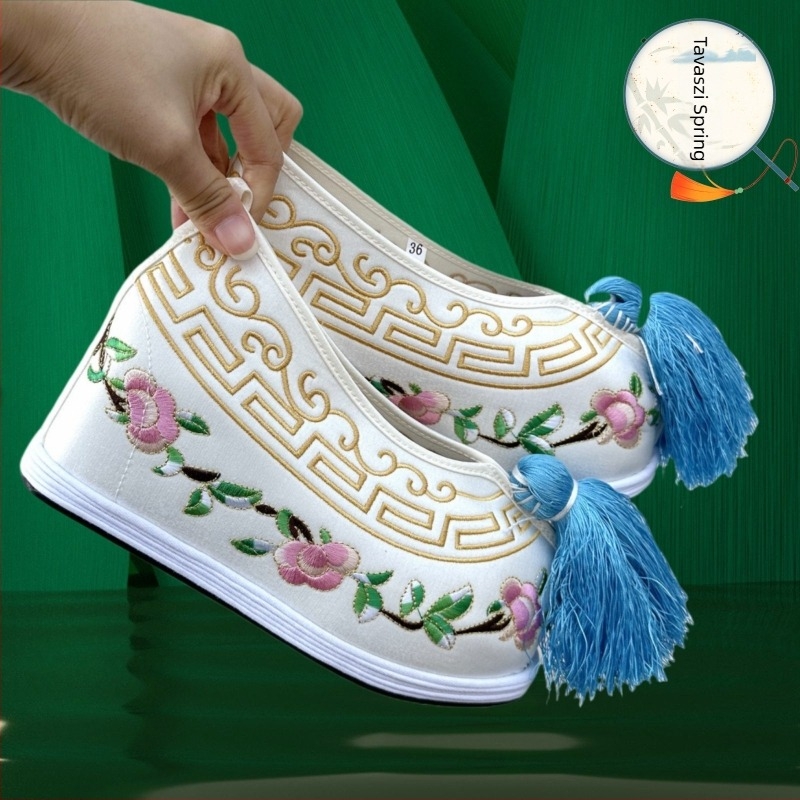 Férfi Huangmei opera tánccipő, hímzett twill szövet