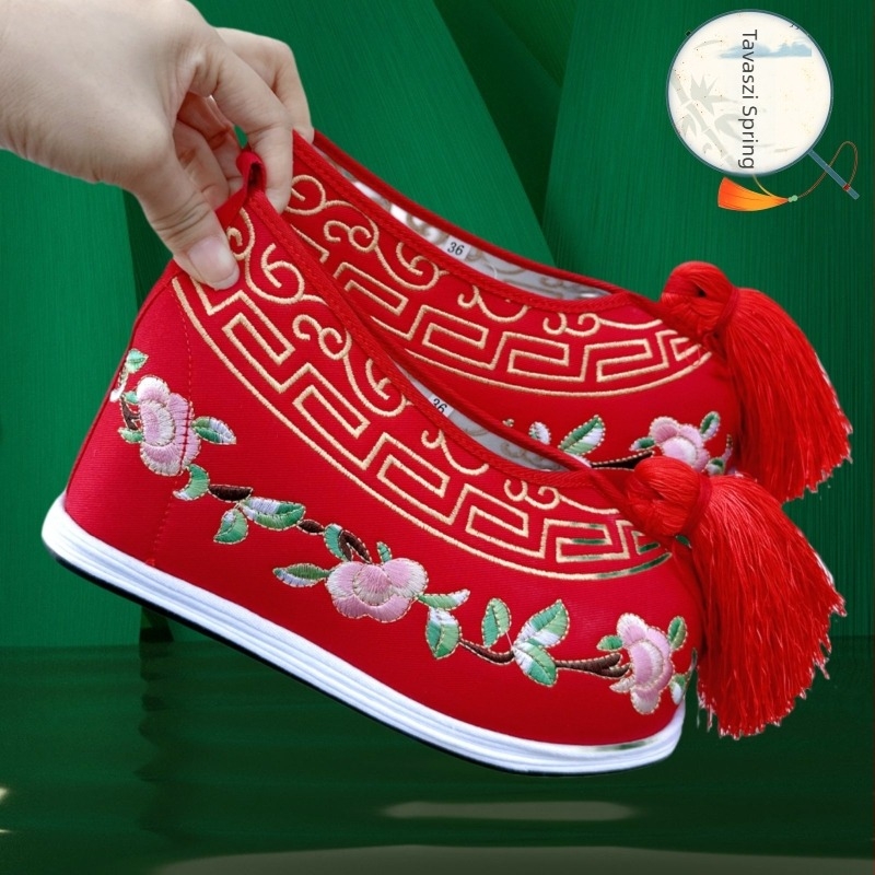 Férfi Huangmei opera tánccipő, hímzett twill szövet