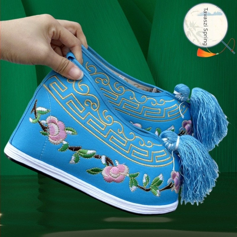 Férfi Huangmei opera tánccipő, hímzett twill szövet