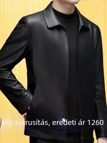 Férfi PU bőrdzseki galléros, karcsú szabású, cipzárral az elején, oldalsó zsebek.