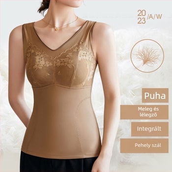 Női őszi-téli alakformáló termo mellény, fleece bélés, dupla réteg, beépített csészék, V-nyakú, nylon anyag